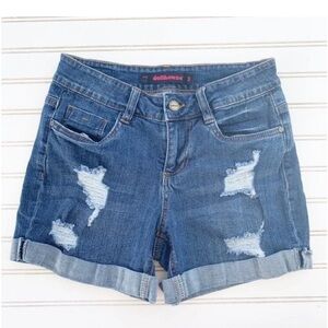 Dollhouse Blue Jean Shorts Distressed Cuffed